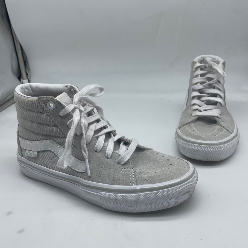 Vans Skate Sk8-Hi Gray White High Top Sneakers Mens 4.0 VN0A5FCCBA2